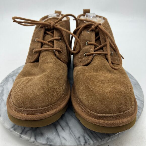 UGG Neumel Chukka Boots Mens 13 Chestnut Suede Wool Lined Lace Up Winter Shoe - Picture 3 of 12